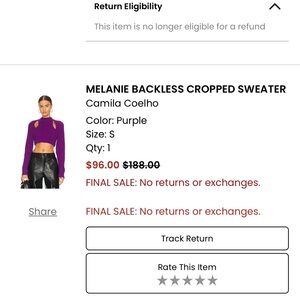 Melanie Backless Cropped Sweater S